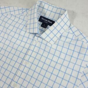 Mizzen Main Shirt Mens Medium White Blue Button Down Leeward Trim Long Sleeve